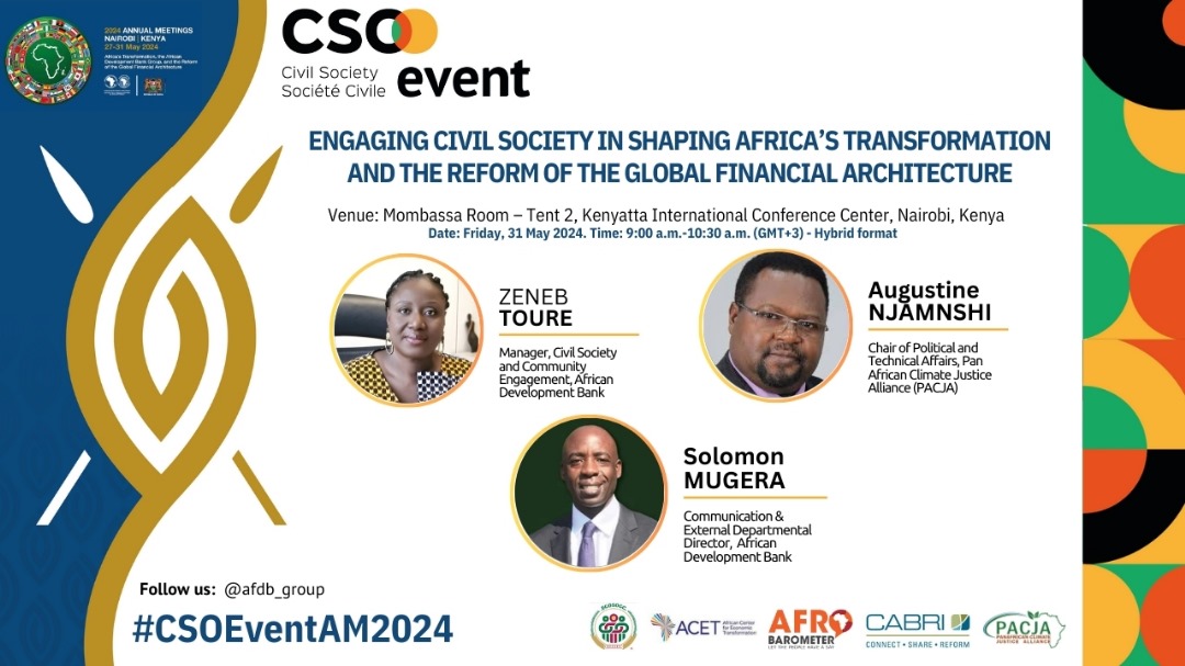 As we build up to #AfDBAM2024 be sure to follow our side event: Engaging Civil Society in Shaping Africa's Transformation and the Reform of the Global Financial Architecture. #six30campaign #CSOEventAM2024 #climatefinance