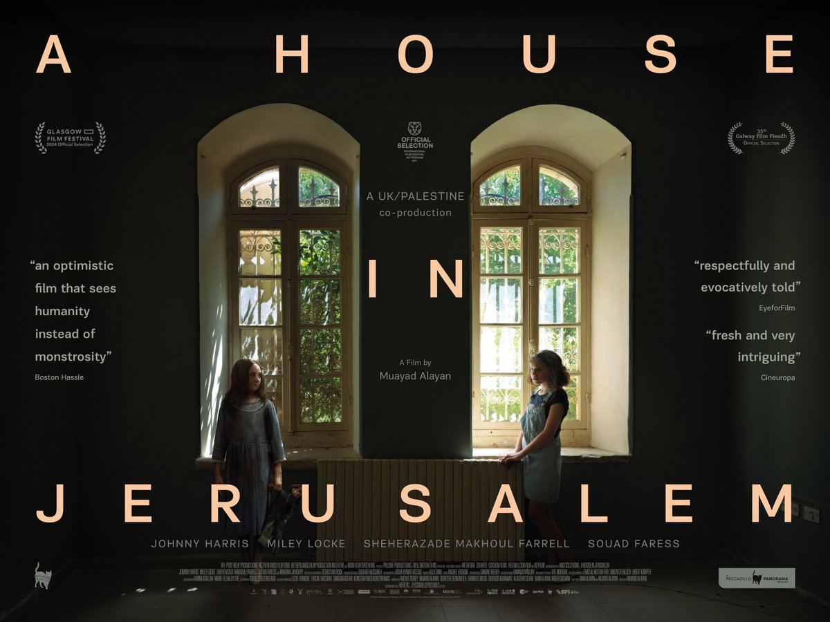 A House in Jerusalem is showing in the cinema from Friday. List of cinemas here : ahouseinjerusalem.co.uk/cinemas
<a href="/WellingtonFilms/">Wellington Films</a> <a href="/BFI/">BFI</a> <a href="/glasgowfilm/">GFT</a> <a href="/CameoCinema/">The Cameo, Edinburgh</a>