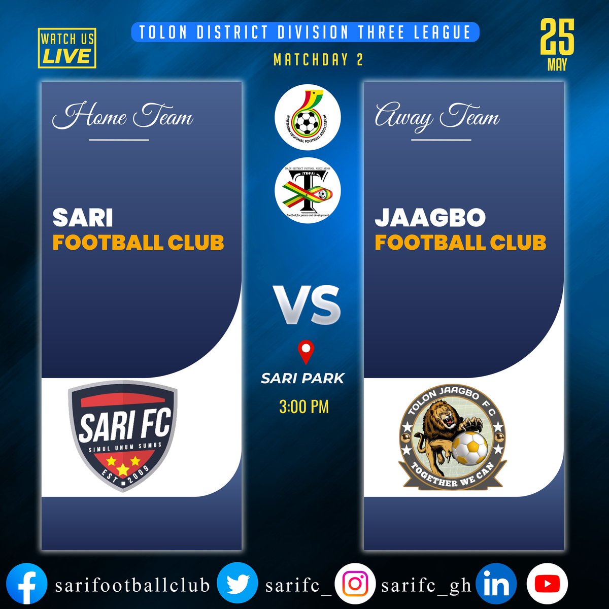 sarifc_'s tweet photo. π ππ§πππΏπΌπ β‘
π Tolon Jaagbo F.C
β° 3:00pm
π The Sari Park
π Tolon District Division Three League
#simulunumsumus
#sarifc https://t.co/AJmcAE2LWf