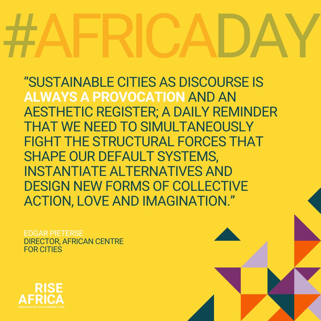 Happy #Africa #Day Let’s reflect on our vision for our continent, and how our individual actions can help build a movement of collective action as articulated by our Director Edgar Pieterse. Are you ready for RISEAfrica2025 in person event? Subscribe: riseafrica.iclei.org/join/