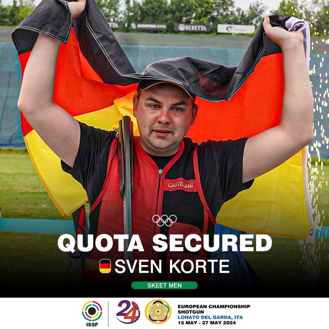 issf_official's tweet photo. 🥇🇩🇪 Sven Korte tops the Skeet Men podium at #ECH2024 to secure Germany a quota place for #Paris2024!

📸  Eugen Ratner | #RoadToParis2024 https://t.co/H4VTR85ZDO
