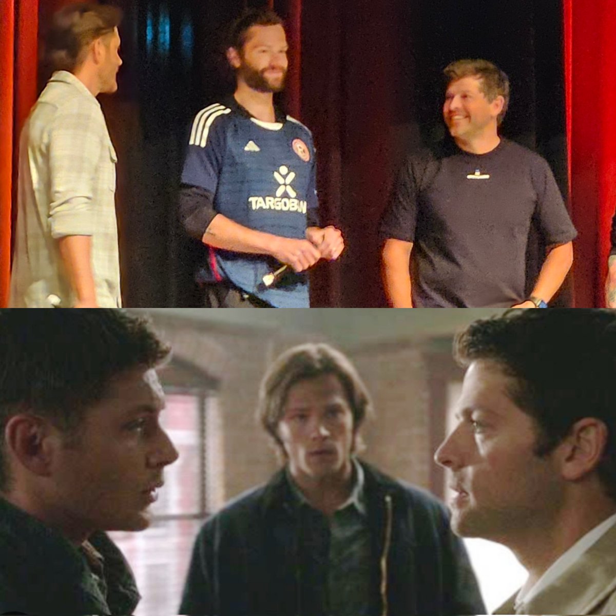 So, who's gonna tell Jared this is not a Dean & Cas scene?😅
Spot the difference besides Misha cute smile😚