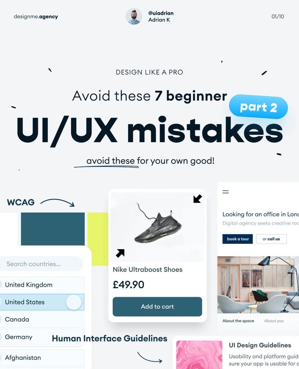 Nelsonyolemi1's tweet image. UI/UX Designers, check out this article: '07 beginner UI/UX Design mistakes you should avoid.' It's quite detailed; explore it further if you can. It might be useful to you in some way.

Credit: @uiuxadrian

Retweet &amp;amp; Save For Later ❤️