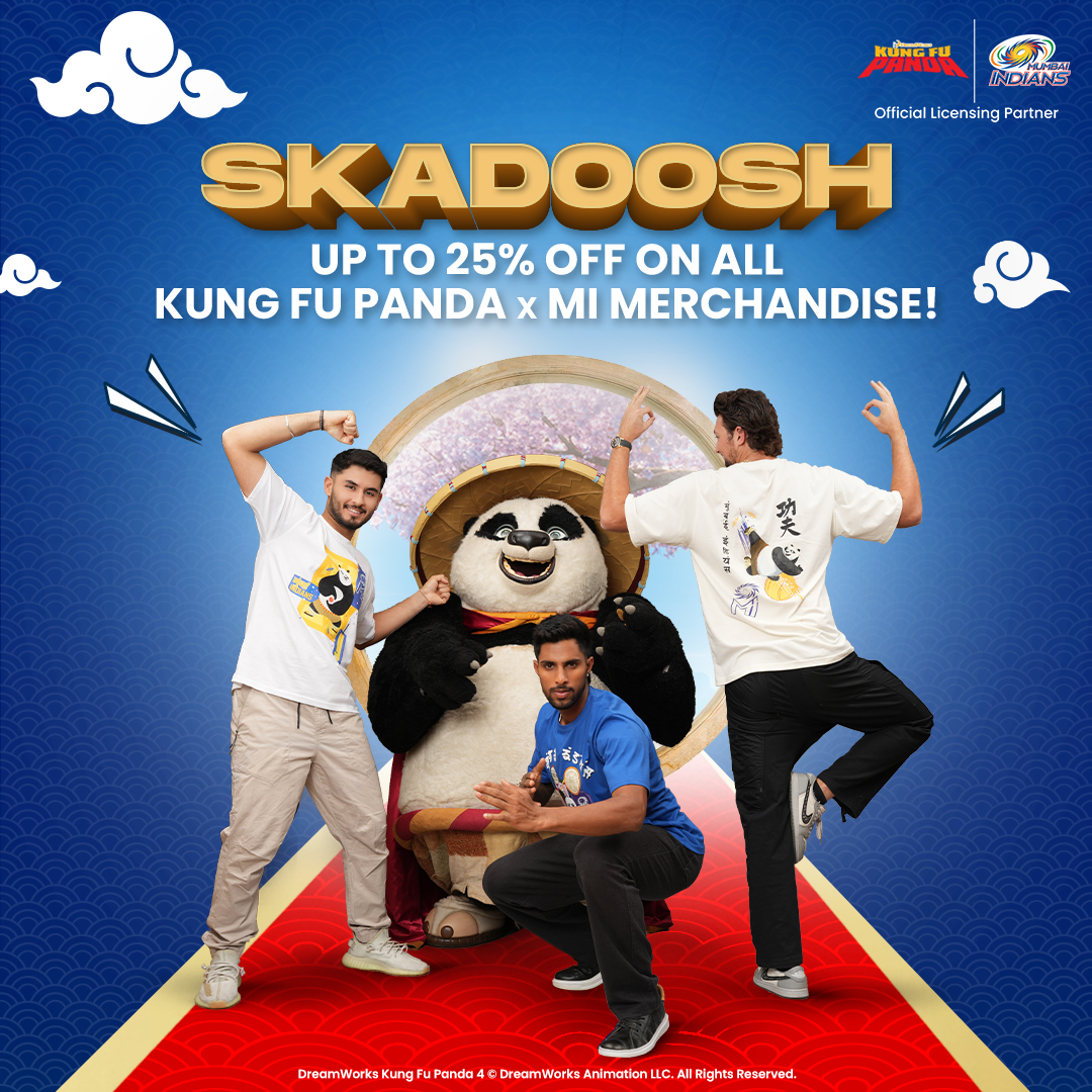 Experience the magic of two worlds, two cultures, and two powerhouses coming together! 💙 Discover our exclusive Kung fu Panda collection. NOW at 25% off 👉a47.in/collections/ku… 🐼 #MumbaiMeriJaan #MumbaiIndians | @a47merch