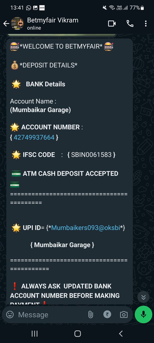 VEERcontest's tweet photo. @BJP4India @ABPNews @PMOIndia @CPMumbaiPolice @DubaiPoliceHQ @TheOfficialSBI Betmyfair Bookie bank account https://t.co/g7K81q7au9