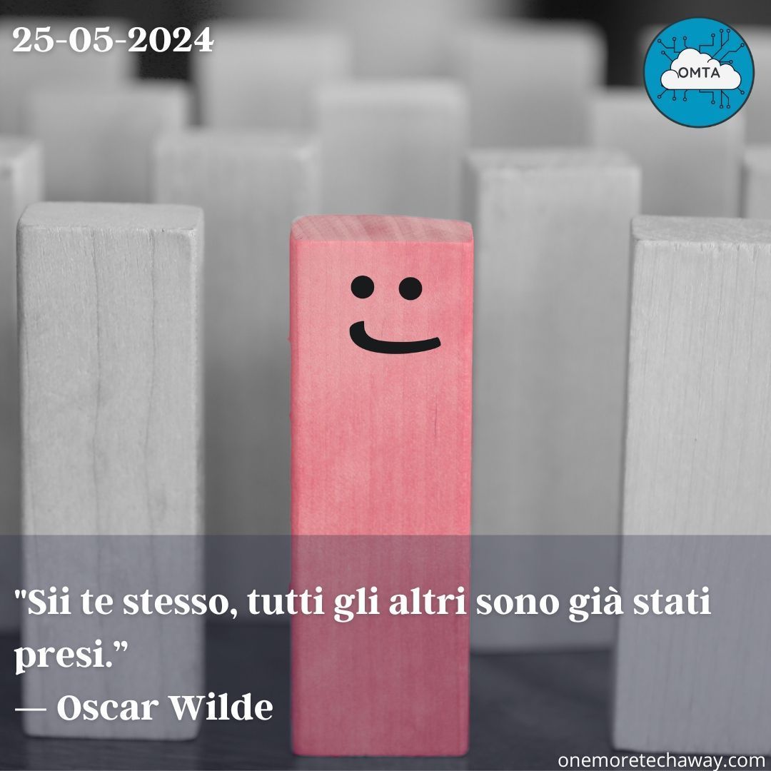 OneMoreTechAway's tweet photo. "Sii te stesso, tutti gli altri sono già stati presi.” — Oscar Wilde
#onemoretechaway #omta #citazioni #successo #crescita #pensieri #saggezza #mindfulness #frasifamose #consapevolezza #determinazione #OscarWilde https://t.co/ONQtcz7Vww