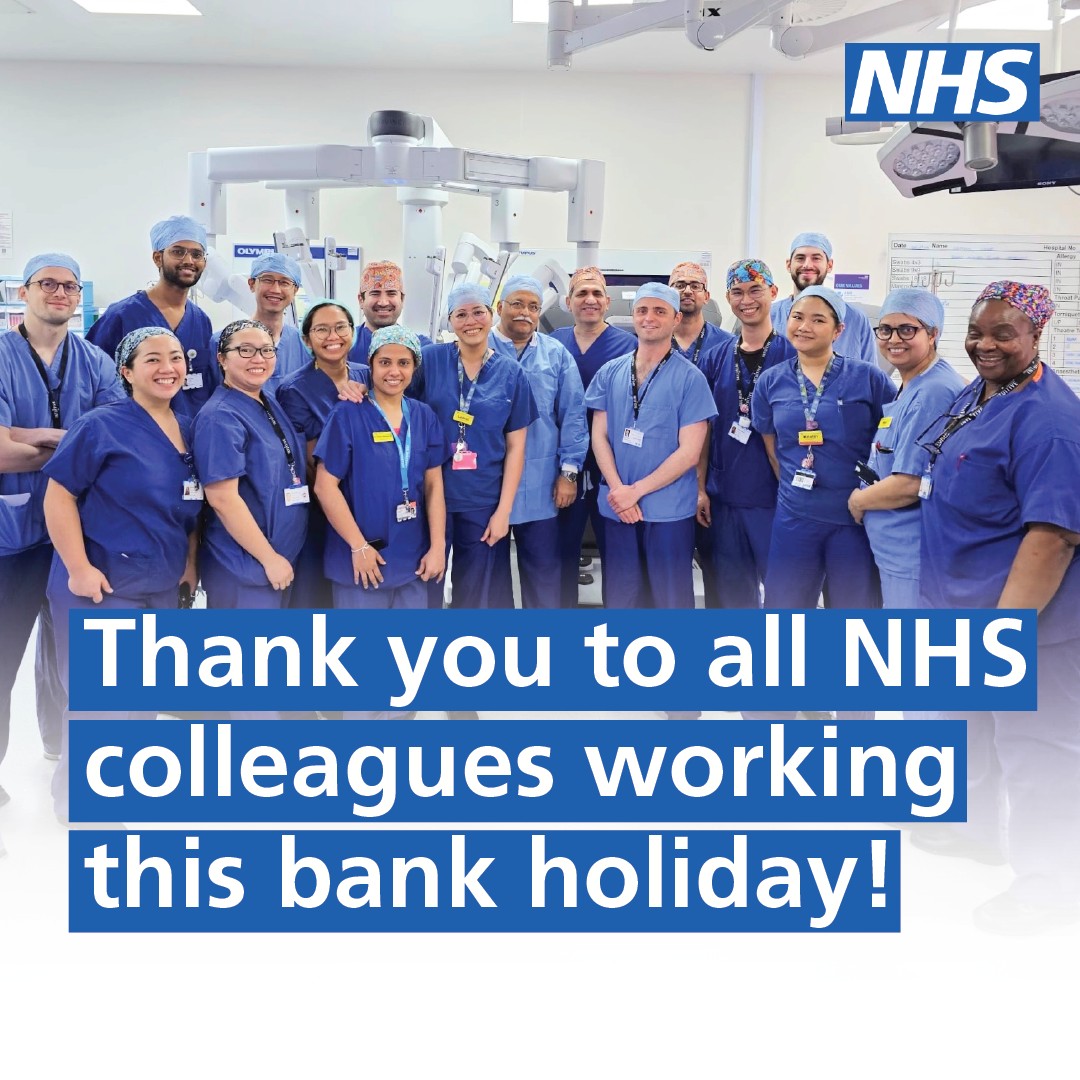 Thank you to everyone working across the NHS this bank holiday weekend. 💙 And to the public, if you need medical help, use 111, or for a serious or life-threatening emergency, please call 999.