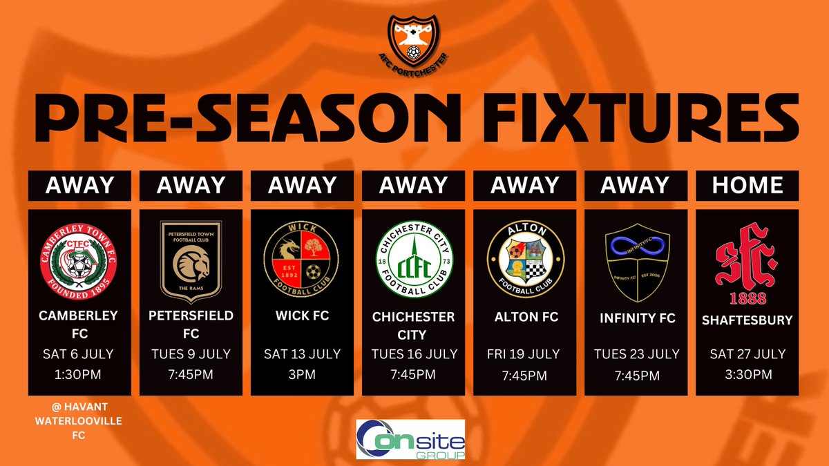 PRE SEASON FIXTURES 🔜

Check out our current schedule for pre season friendlies so far ⤵️

#uptheportchy🍊