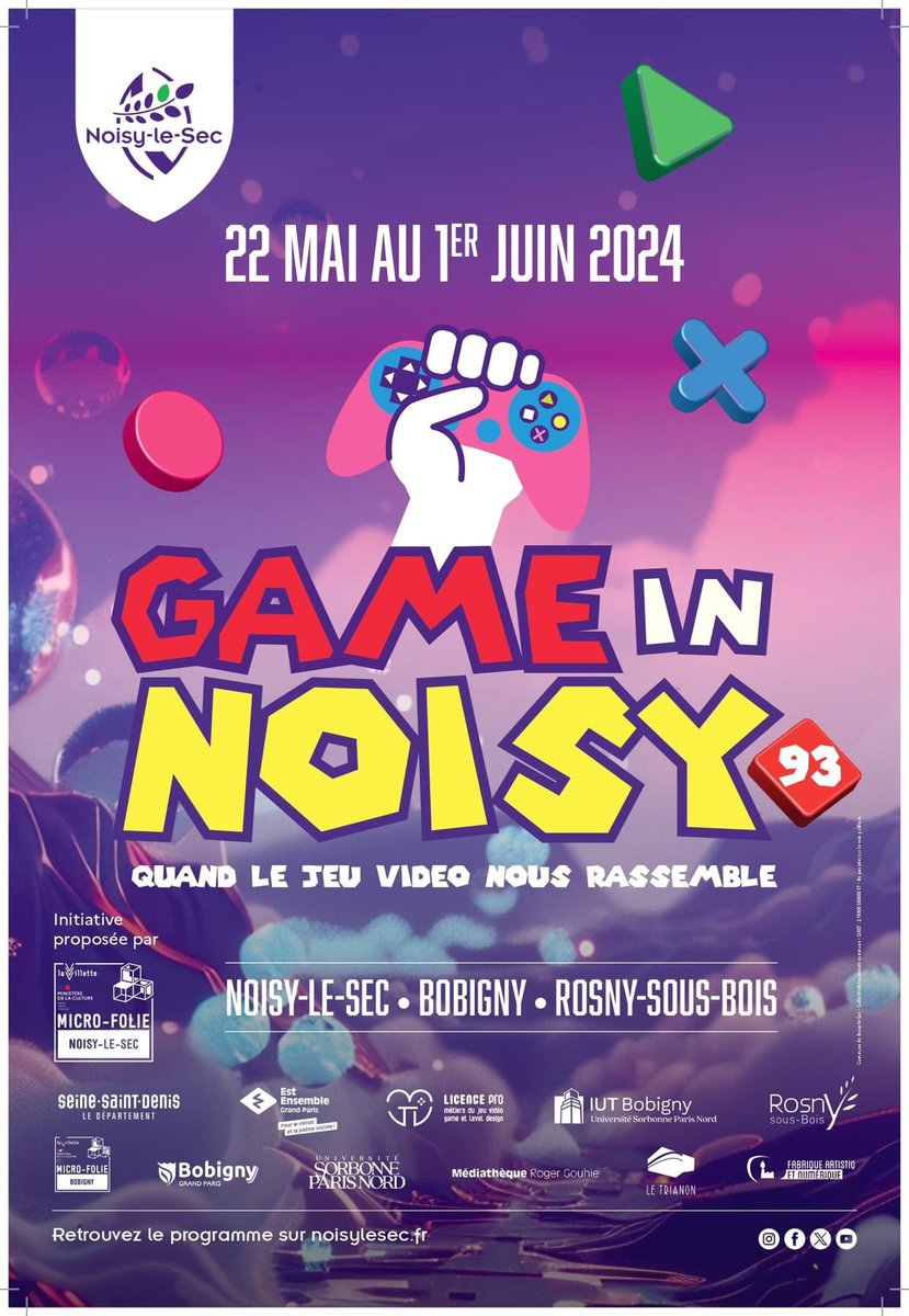 Top départ pour le festival Game In Noisy ! 👾 Les jeux vidéos vous attendent à la @MicroFolie à Noisy-le-Sec. 🕐Tous les mercredis, jeudis et vendredis de 16h à 18h Et les Samedis 10h - 12h30 / 14h - 18h