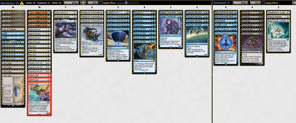 lucariva_13's tweet photo. Amazing shot for 8SynthCast, lost in top8, but I think the card doesn't perform very well in this shell. #clowncar #8cast #legacy
2-0 - Scaminator
2-1 - ANT
2-1 - Reanimator
2-0 - Scaminator
0-2 - MonoB Scam
2-0 - Grixis Delver
TOP8:
1-2 - Lands
@TopSugo https://t.co/IJnuhPomyQ