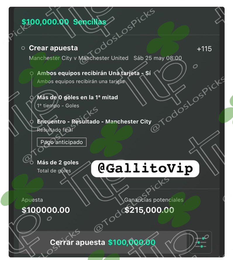 GALLITO VIP
OPERACIÓN MILLÓN 💰

¡TODOS SUS PICKS PREMIUM GRATIS AQUÍ! 👇
t.me/TodosLosPickss