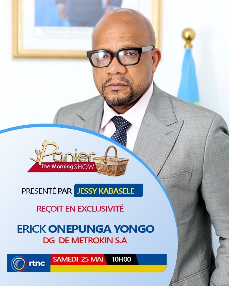 MetrokinC's tweet photo. Le rendez-vous est pris pour tout à l’heure à 10h00. 
Le Directeur Général de Metrokin Erick Onepunga sera reçu sur le plateau du morning show « Le Panier » pour répondre aux questions de Jessy Kabasele. https://t.co/Izx2KNDjt6