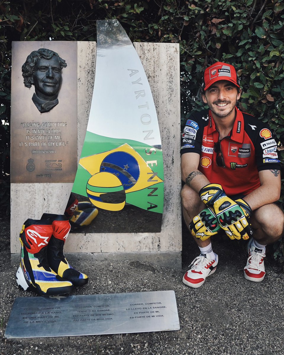 Pecco Bagnaia’s Ayrton Senna tribute…💛💚 #MotoGP