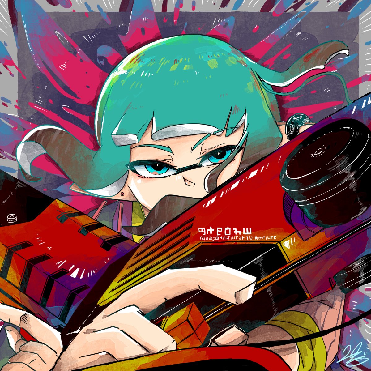 イカガール(スプラトゥーン) ,インクリング 「#このタグを見た人は黙って武器を持ったキャラを貼る 」|₂₄*のイラスト
