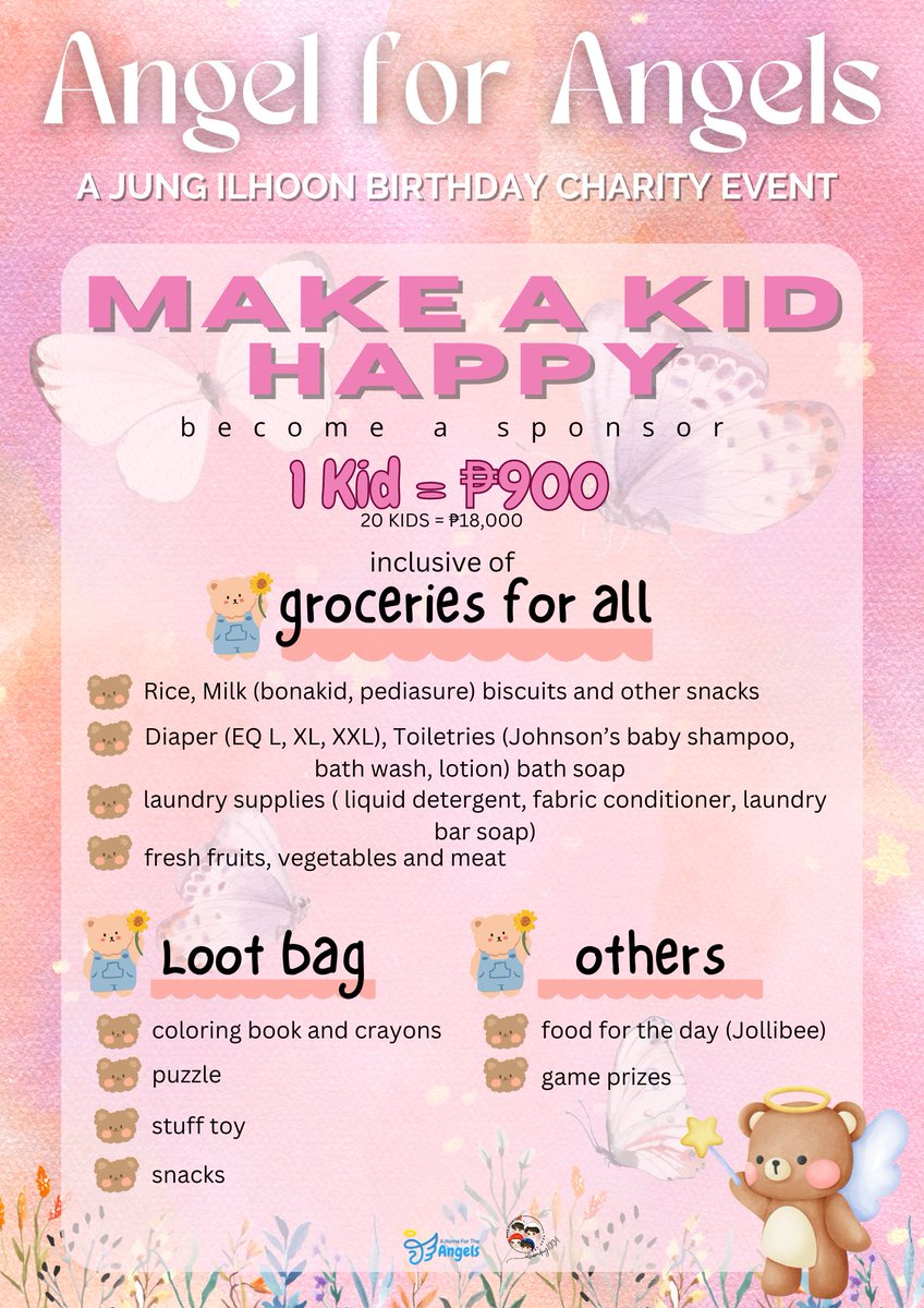 ilhoonday_1004's tweet photo. Angel for Angels Charity Project 
(Project 1 out of 4)

Let us celebrate Ilhoon’s 30th by giving back

Help us spread the love and be Angels of Angels 🥰

We are knocking on your kind hearts to help us in making this charity project come to life. 

Details are as listed below. 

For more inquiries kindly send us a message.