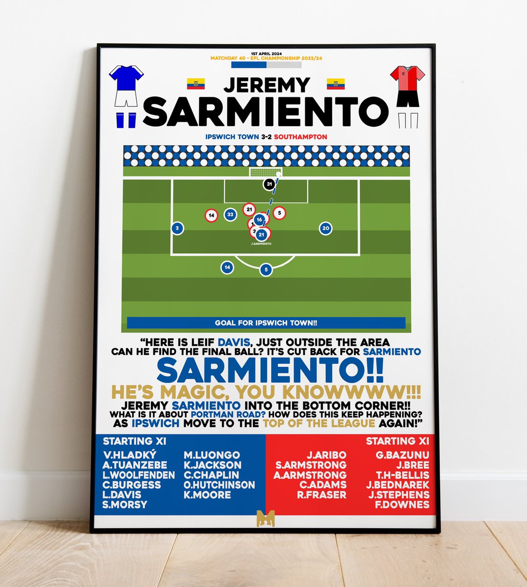 🔵FRAMED PRINT GIVEAWAY ⚪️

IPSWICH TOWN ARE PREMIER LEAGUE 🔥

We’ve partnered with our friends at  <a href="/MezzalaDesigns/">𝗠𝗲𝘇𝘇𝗮𝗹𝗮</a> to giveaway Framed Prints of two unforgettable moments of the season

To enter: 
🔄RT this Post
🤝Follow <a href="/TalkingTownITFC/">TALKING TOWN - #ITFC</a> &amp; <a href="/MezzalaDesigns/">𝗠𝗲𝘇𝘇𝗮𝗹𝗮</a> 
🏷️Tag a Friend

 #ITFC