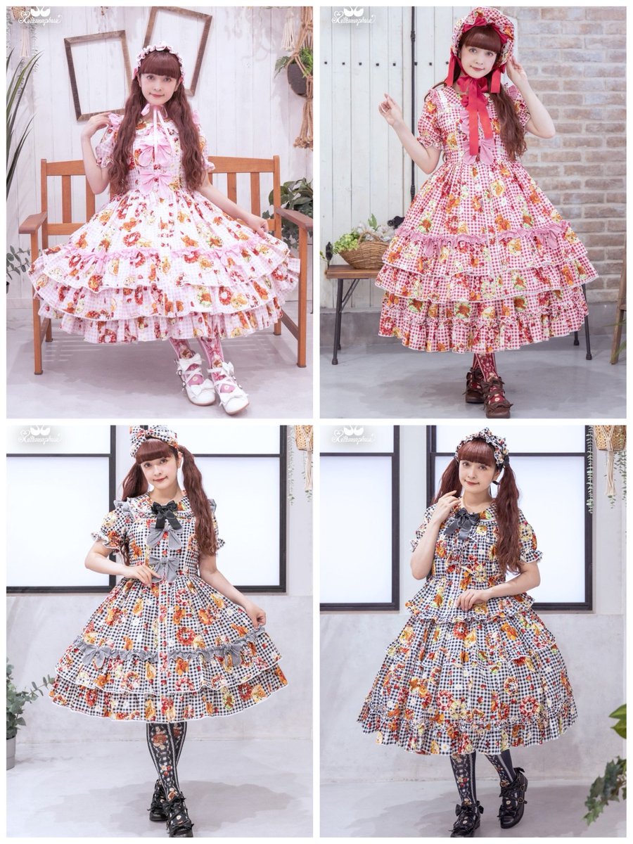 メタモルフォーゼ Gingham fruits tart ティアードスカート Gingham