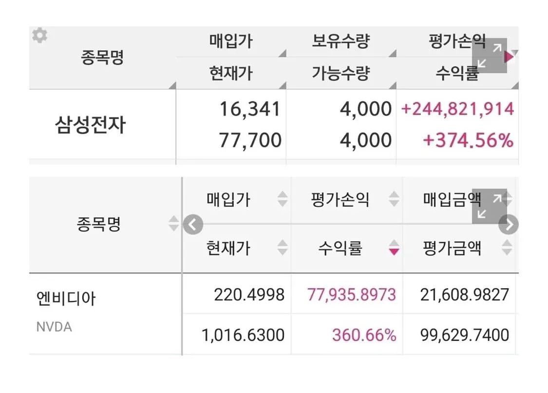 삼성전자 20년 존버 vs 엔비디아 2년 존버