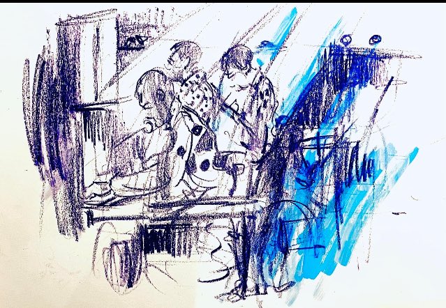 One of the highlights for me of last nights gig at the Roundhouse with the Prisoners was watching Curtis Tappenden at work doing live drawings of the bands. Absolutely brilliant x @inspiralsband