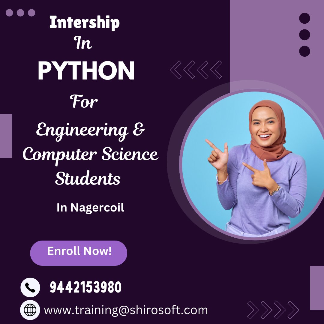 TrainingShiro's tweet photo. Shiro Software Solutions provides an internship Programme for  #CSEstudents #ITstudents #MCAstudents https://t.co/0PSmFlVVKD. #internshipinpython #internshiptraining  #12thpassouts #engineering #Programming  #programmer #python #Nagercoil #kanyakumari #shirosoftwaresolutions https://t.co/oX5N8zrLKO