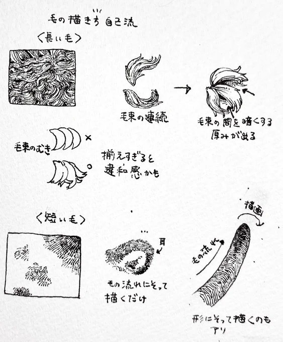 毛の描き方まとめ単純作業なのであまり情報量は無いかな 