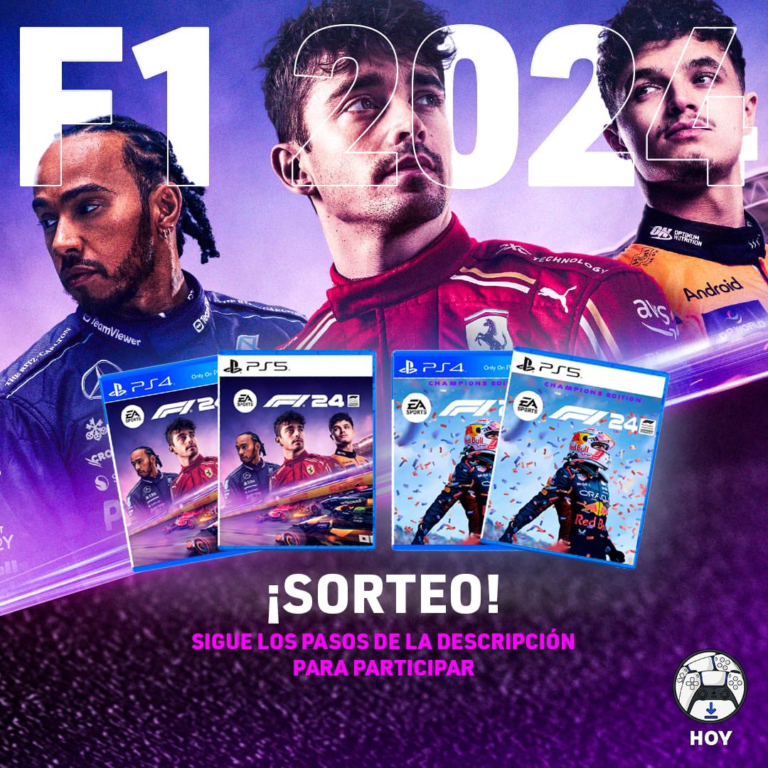 Nanosecso's tweet image. 🎁 REGALAMOS el nuevo F1 2024 para PS4 o PS5 🎮

🏎Requisitos para participar:

-Seguir a @LotienesHOY y a @gameplanetps
-Dar RT a este tweet.
 
🌏 ¡El sorteo es INTERNACIONAL y el ganador se anunciará el próximo Viernes 31 con la salida oficial del juego! 
🍀 ¡Suerte!
#f124…
