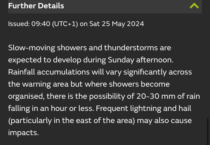 ⚠️ @metoffice warning issued for heavy showers/thunderstorms in Northamptonshire tomorrow afternoon/evening.