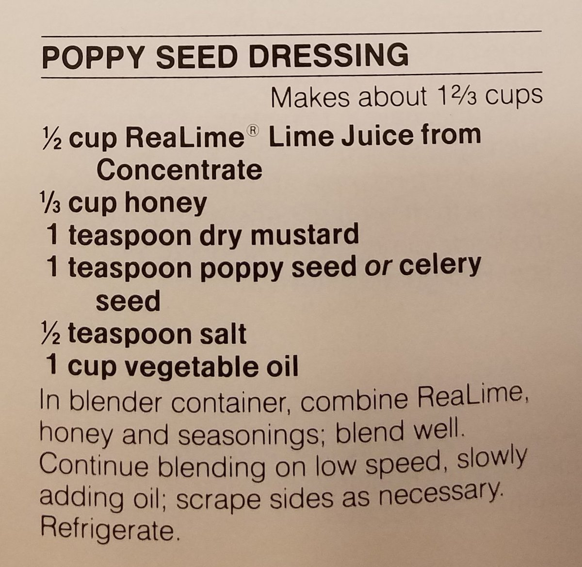 Re2OldFOOD's tweet photo. Poppy Seed Dressing -- 1980s
#saladdressing #salad #limes
#limejuice #poppyseeds #salt
#PoppySeedDressing #oil
#1980srecipe #1980sfood https://t.co/KdKt1kyBhh