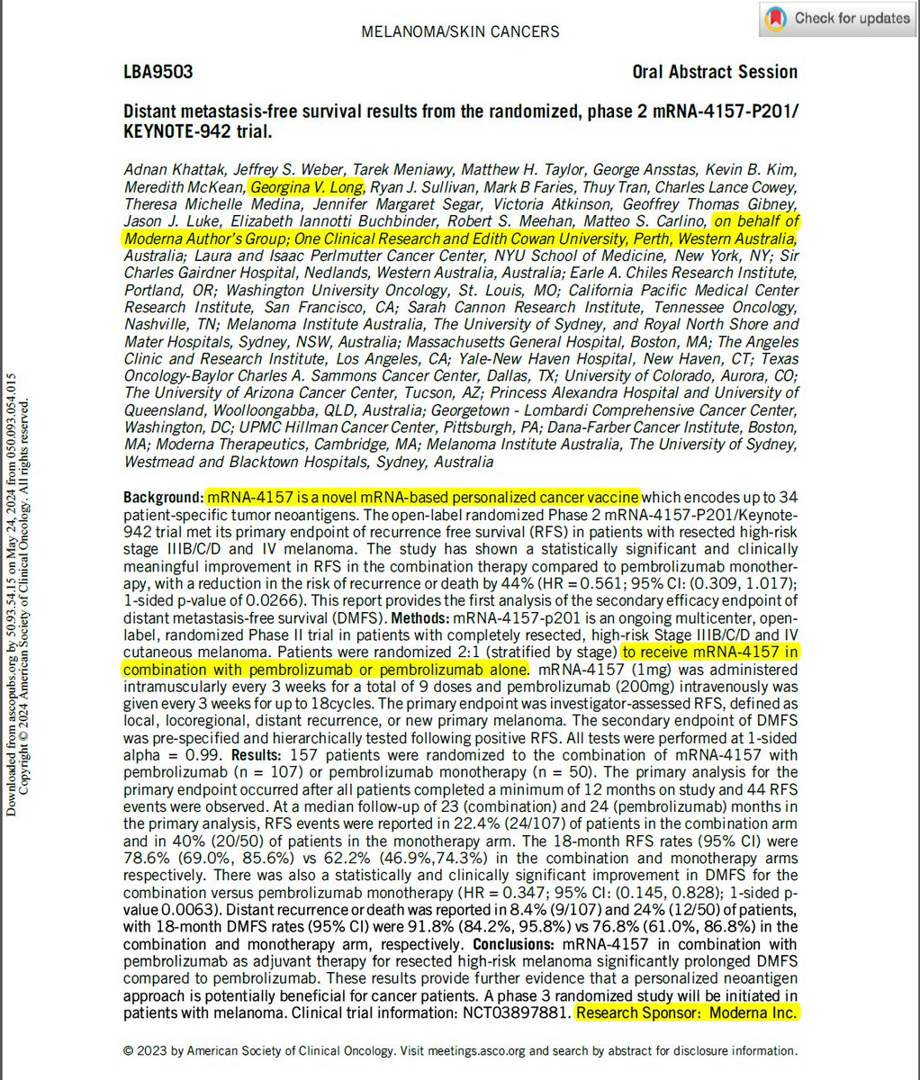 NEW ARTICLE: Moderna & Merck have CURED Brain Cancer with an mRNA Cancer Vaccine! The bizarre story of mRNA jabbed Australian Cancer Pathologist Dr.Scolyer's Glioblastoma Turbo Cancer Give mRNA. Cause Turbo Cancer. Treat with mRNA. It's a brilliant pharma sales strategy, if you