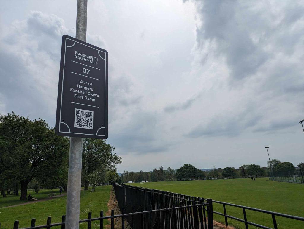 JulieMcNeill1's tweet image. It’s @ScottishCup final day! 

Here’s a poem inspired by Fleshers’ Haugh the site of @RangersFC first game. It’s taken from ‘We Are Scottish Football’. 

If you’re nearby today scan the QR code to find out more. 

footballssquaremile.com/fleshershaugh

luath.co.uk/product/we-are…