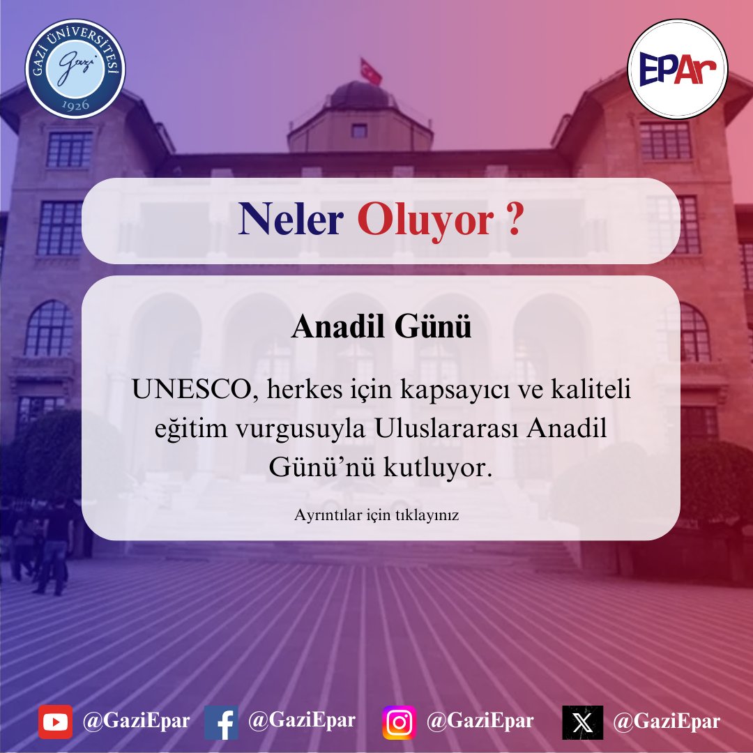 Gazi Üniversitesi Eğitim Politikaları Uygulama ve Araştırma Merkezi olarak yapmış olduğumuz "Neler Oluyor?" başlıklı mart ayı Bültenimize   gazi-epar.gazi.edu.tr/view/page/2956 …… bağlantısından ulaşabilirsiniz