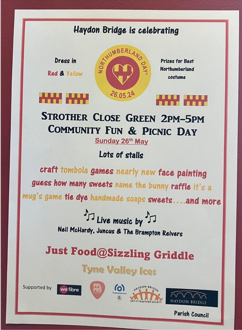 Love this from Haydon Bridge.  What a great way to celebrate Northumberland Day tomorrow. Shame we've been unable to do anything privately this year but with enthusiasm like this, it's not needed. Many thanks Haydon Bridge. facebook.com/groups/1679002…