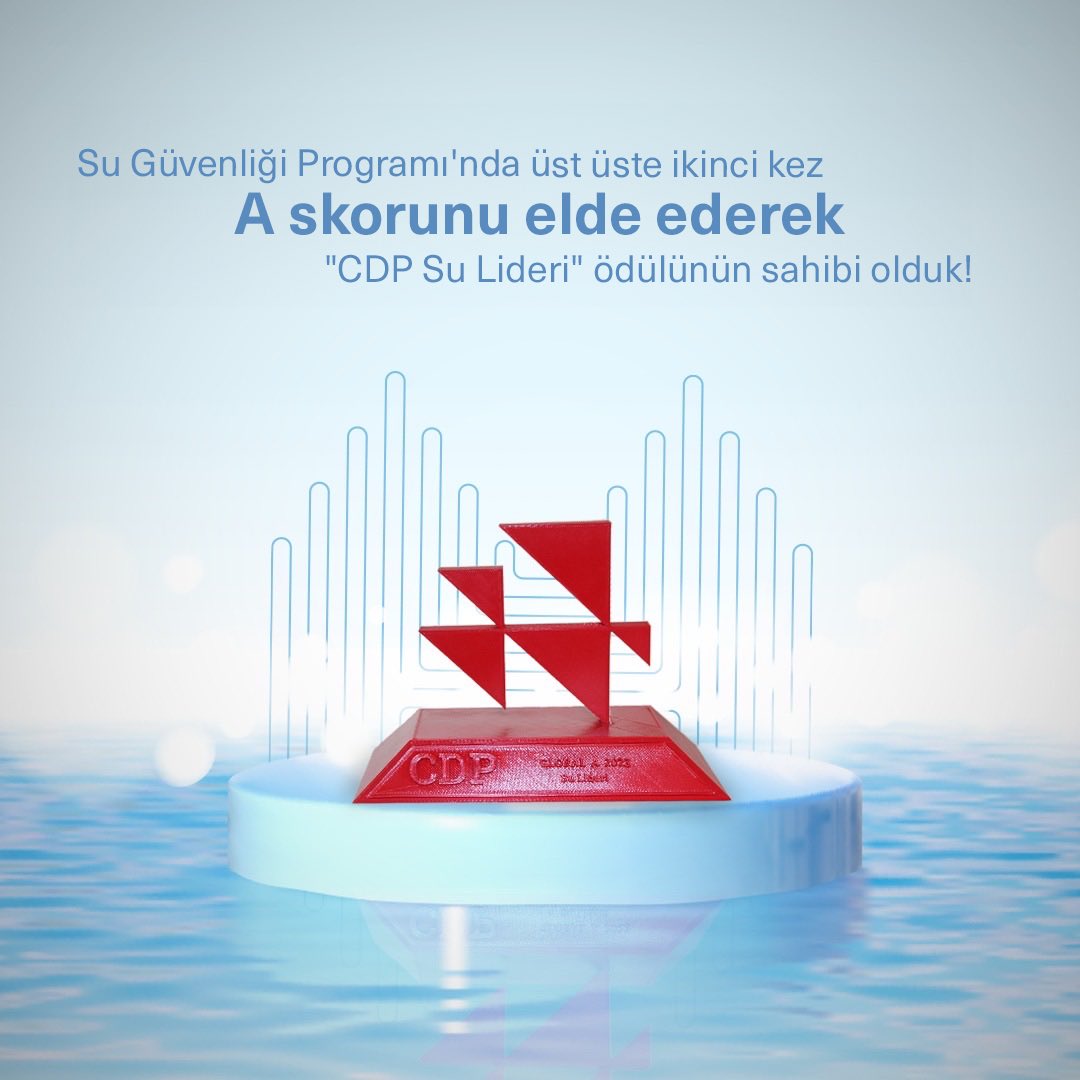 Halkbank's tweet photo. Dünyanın en büyük sürdürülebilirlik platformlarından CDP’nin #SuGüvenliğiProgramı'ndan 2. kez A skorunu elde ederek Global A Listesi'ne adımızı yazdırmayı başardık ve “CDP Su Lideri’’ ödülünü kazandık! 🏆 Sürdürülebilir bir gelecek için çalışmaya devam ediyoruz. 🌍💧#CDPAList #Sürdürülebilirlik