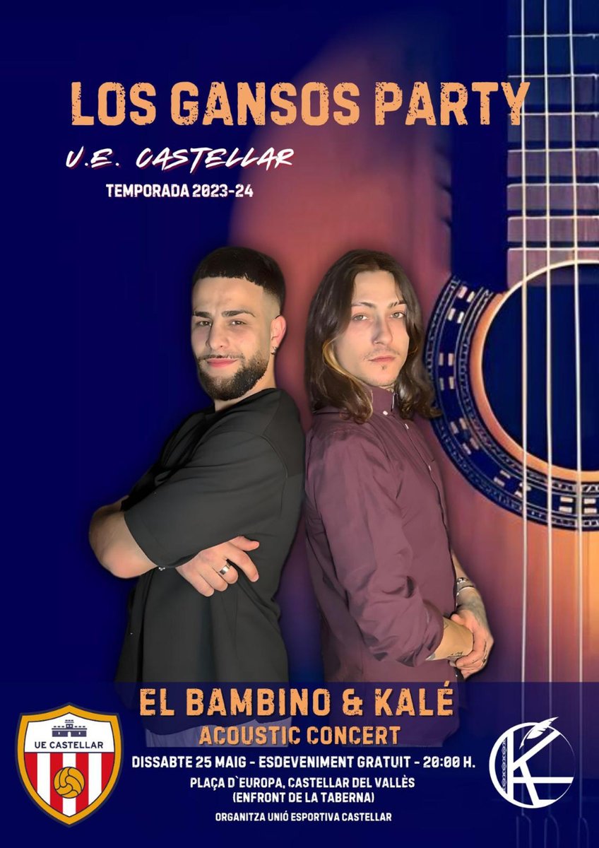 🟥⬜ DIA DE FESTA! 🟥⬜ 

Comiat de la temporada del 1r equip amb El Bambino & Kalé!

Los Gansos Party! 🦆

🕖 20:00 h
📆 25/05/2024
🏟 Plaça Europa de Castellar (enfront de La Taberna)
🎟️Entrada gratis

🟥⬜🟥⬜🟥⬜🟥
#𝐬𝐨𝐦𝐡𝐢𝐜𝐚𝐬𝐭𝐞𝐥𝐥𝐚𝐫 #𝐟𝐮𝐭𝐛𝐨𝐥𝐜𝐚𝐭