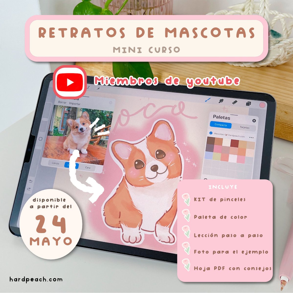 HardPeachshop's tweet photo. 💖 Aprende a dibujar mascotas en Procreate paso a paso con este NUEVO mini curso 🥰  Muy pronto estará disponible para acceder a este mini curso exclusivo para miembros de Youtube Nivel CHERRY.   Únete ahora: https://t.co/HM9tLdVTOV https://t.co/QHEVyuxERZ