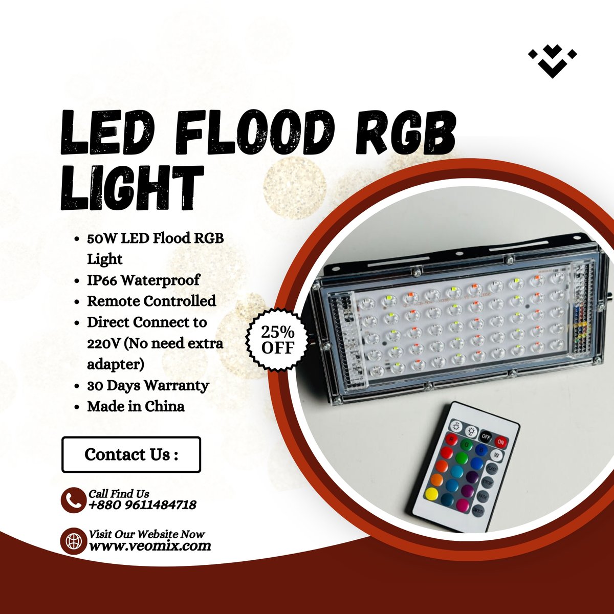 Veomixbd's tweet image. এখন  সর্বোচ্চ 25% পর্যন্ত ছাড়ে LED Flood RGB Light সরাসরি অর্ডার করুন  veomix.com থেকে  !

🛒অর্ডার করতে ভিজিট করুনঃ veomix.com/product/remote…
📲Hotline: +880 9611484718 (Call for Home Delivery)

 #LEDLighting #OutdoorLandscape #RGBMagic