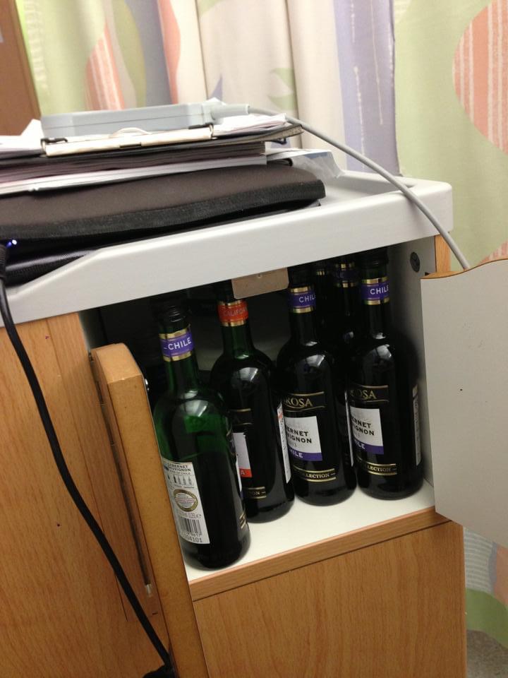 Another 'on this day 10 yrs ago' memory. Hiding mini wine in my bedside locker in Pinderfields. The nurses knew of course but Matron would have disapproved for sure! But hey, when you're in for a whole year you've got to get through somehow!