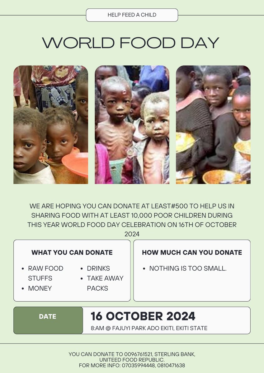1/4. Millions of people around the world are dying of hunger. Most less privileged can only dream of good food because of the high inflation rate in Nigeria. People are suffering, children are malnourished, it is time we all rise up to the occasion before it get worse...