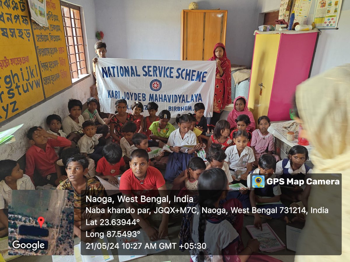 NSS Unit of Kabi Joydeb Mahavidyalaya, Illambazar Birbhum provided Free Education to the children of Adopted village Naba Khanda Gram. @_NSSIndia @ianuragthakur @NisithPramanik @_NSSIndia