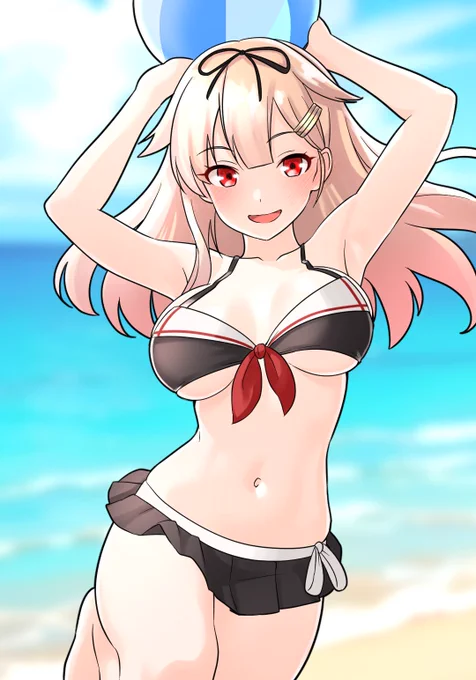 水着な夕立とビーチでボール遊びしたい…#艦これ 