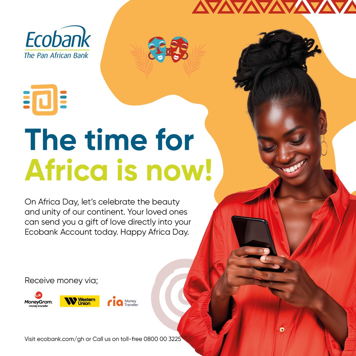 Happy Africa Day! Let's honour our continent's vibrant beauty and profound unity. Today, we come together to embrace our shared heritage and bright future.

|A BETTER WAY, A BETTER AFRICA|

#Ecobank
#ThePanAfricanBank
#ABetterWay