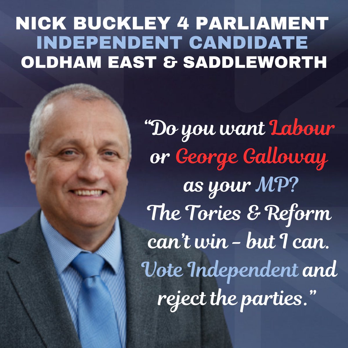 Please share in all Oldham & Saddleworth groups, lists and with family and friends. Change is coming in 6 weeks to the UK - let us make sure it is in our favour and will deliver benefits to us and our country. #NickBuckley4Parliament #Oldham #Saddleworth @recusant_raja