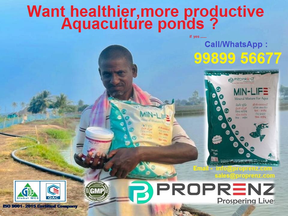 Want healthier, more productive aquaculture ponds ? 
if Yes...
Boost aquaculture productivity with MIN-LIFE. Essential minerals, reduced feed waste, and disease resistance. Optimize pond health and yields sustainably. Try it for thriving aquatic ecosystems.