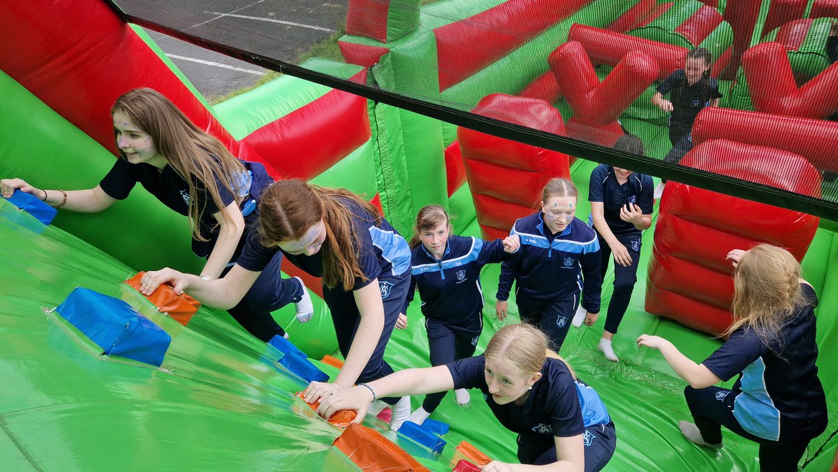 ASM_Limerick's tweet photo. An #ASM #SportsDay favourite, the obstacle course, was joined by soccer target practice, as well as giant Jenga & Connect 4! This meant that students had a few places to relax after they'd exhausted all obstacle course challenges/challengers! #ActiveASM https://t.co/jHe7rdRqM2
