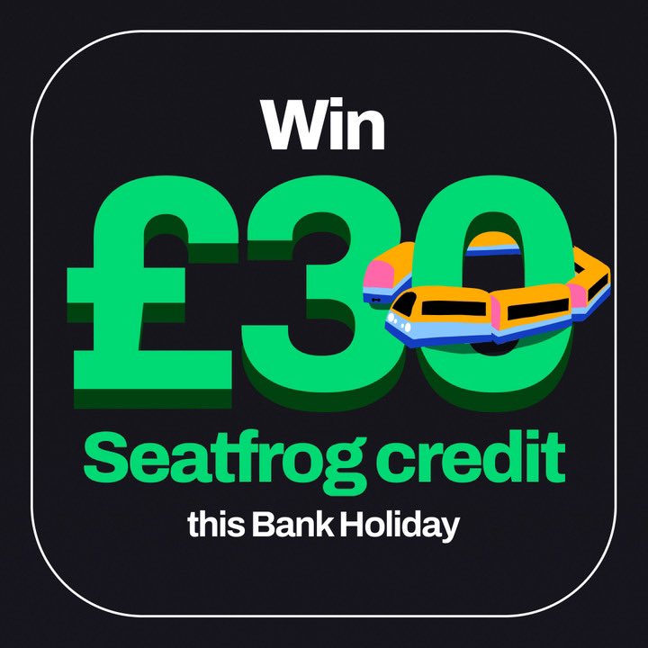 It's Bank Holiday weekend, and we want to give you and a mate the chance to hop on the rails and have some adventures with Seatfrog! For a chance to win £30 Seatfrog credit, simply like this post, make sure you're following us and tag the mate you'll go adventuring with in the