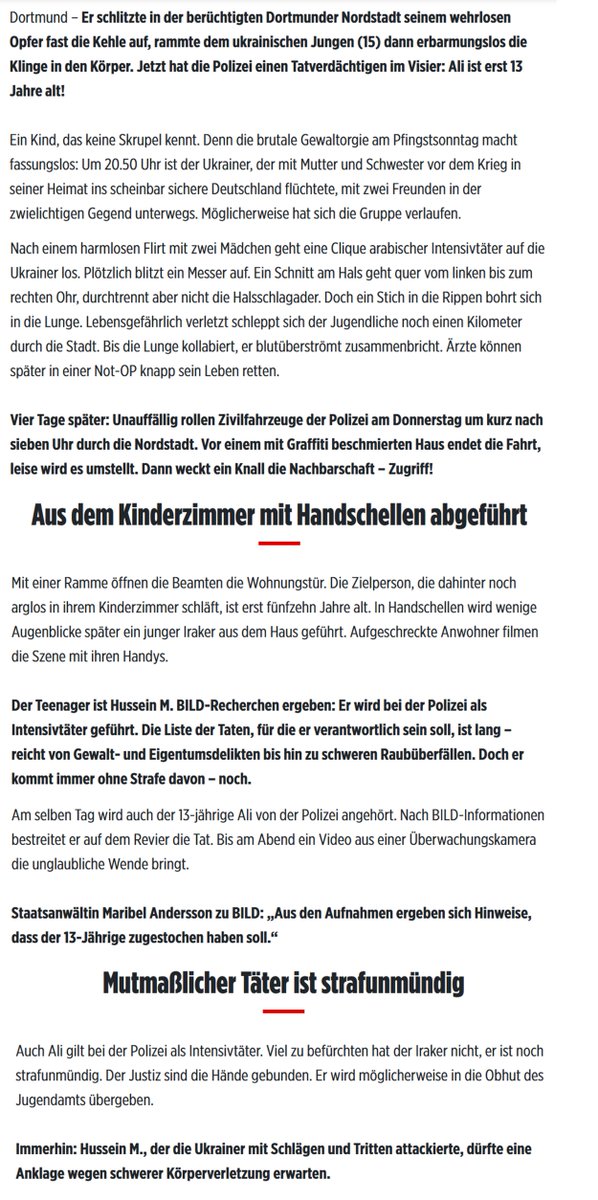 Heute wird es sehr spannend. Wird #Scholz sich melden? #Faeser gar? Und der #ÖRR auch? #Sylt #Kampen hat man genüßlich ausgeschlachtet - nun zurück zur täglichen 'Normalität' in #Deutschland - auf nach #Dortmund #NRW & zu #Messer -Taten. Im #Ruhrpott wurde ein 15-Jähriger aus