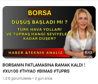 Borsa yeni zirveleri gördüğünde bu videoyu paylaşmıştım. Video altında bana çok kızdıgını gördüğüm yatırımcı yorumları geldi: yok akd baktın mı şu şukadar mal aldı bu böyle yaptı boş yapma gibisinden. Bu videoda; dikkat etmesi gereken seviyelerdeyiz. Geri çekilmeler olabilir,