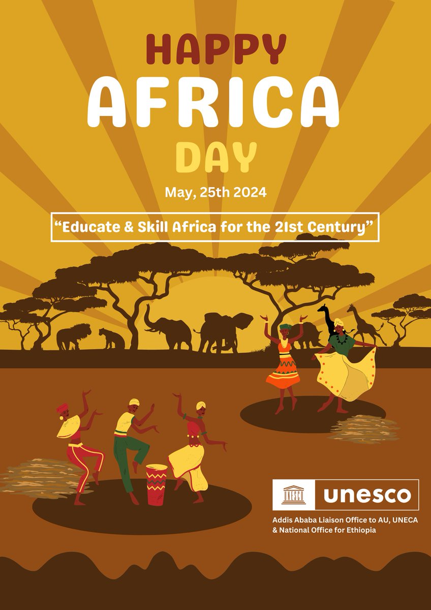 🌍Happy #AfricaDay 2024! This year, we celebrate with the theme:"Educate &amp; Skill Africa for the 21st Century." Let's empower our continent with the knowledge &amp; skills needed to thrive in the modern world. Together, we build a brighter future! <a href="/UNESCO/">UNESCO 🏛️ #Education #Sciences #Culture 🇺🇳</a> <a href="/UNESCO_Addis/">UNESCO to AU,UNECA,Ethiopia</a> <a href="/_AfricanUnion/">African Union</a>