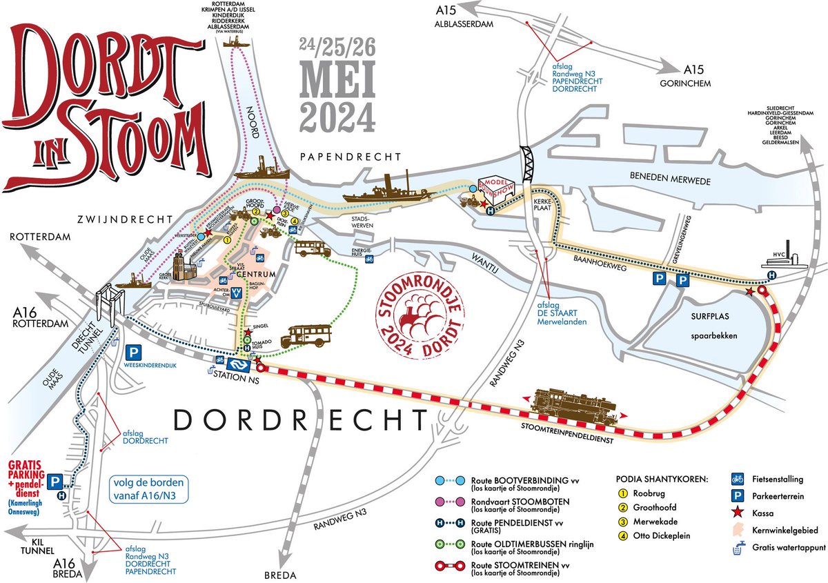 Op het moment is het erg druk bij de kaartverkoop van het station. 
Om wat tijd te besparen kun je ook aan de overkant bij de kassa kaarten kopen! 

Kijk ook op onze plattegrond voor alle kassa’s:

dordtinstoom.nl/dordt-in-stoom…