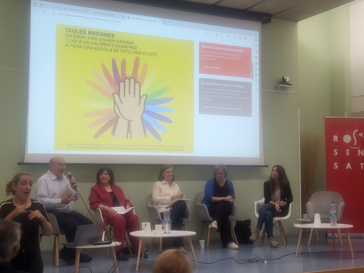 NeusAgut's tweet photo. Continuem amb la participació de les diferents representants de l'administració educativa &amp;inclusió al llarg dels anys; Sara Blasi (1980-88), Isabel Darder (2006-11), Mercè Esteve (2014-18) i Laia Asso (2022..) fent memòria del recorregut històric fins ara  @AnnaSimo @RosaSensat https://t.co/8E932XXGlx